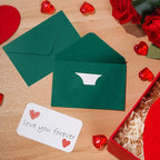 jiebor 100 Sets Small Green Envelopes with Small Blank Gift Business Card Wedding Invitation Pocket Envelopes for Graduations Wedding Shower Holiday 4.37 x 2.91 Inch