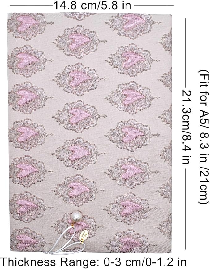 BLBMH A5 Book Covers for Paperbacks Book Cover Fit for 5.5x8.3 inch Adjustable Book Sleeve Cover for A5 Diary Books Fabric Softcover Protector for Notebook - Love