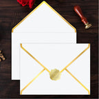 60 Pack Gold Envelopes 5x7 Lvory White, 250G Pearled Cardstock A7 Envelopes for Invitations Business Mailing Envelope with Gold Foil Border, A6 4x6 Envelopes for Wedding Baby Shower Cards