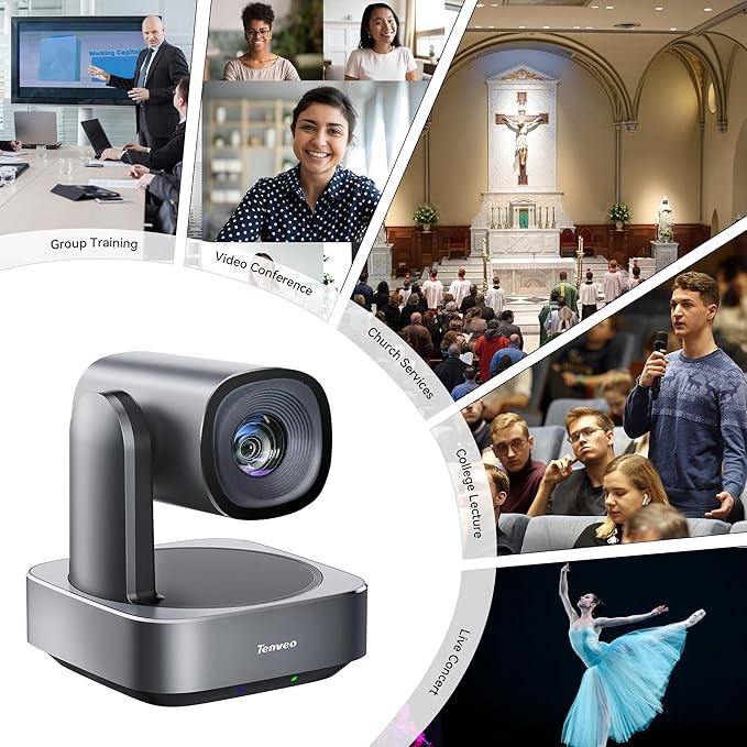Tenveo VLoop 11X Optical Zoom PTZ Camera Conference Camera, USB3.0/HDMI FHD 1080P 60FPS, for Video Conferencing Live Streaming Church Services Worship Events Business Meeting, Red Dot Design Winner