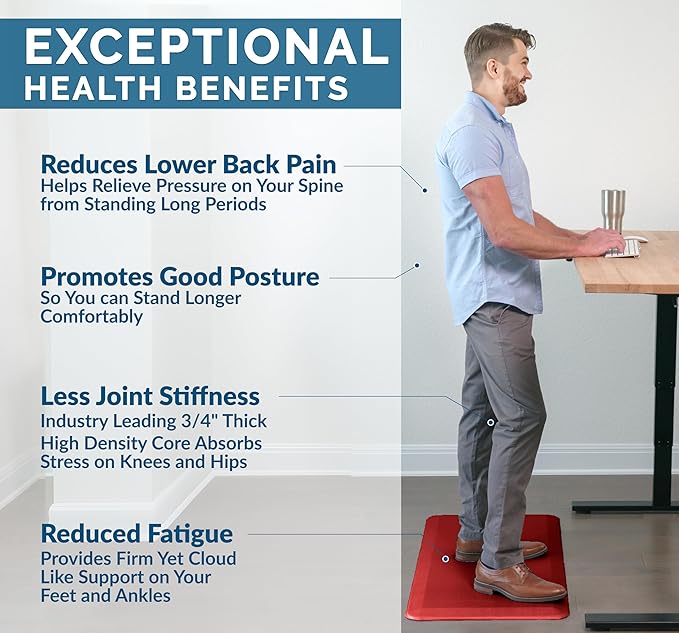 ComfiLife Anti Fatigue Floor Mat – 3/4 Inch Thick Kitchen Mats for Floor, Standing Desk Mat, Kitchen Rug – Comfort at Home, Office – Durable – Stain Resistant – Non-Slip Bottom (20" x 39", Red)