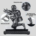 Spakon Knight Pen Holder with 2 Pens Resin Desk Organizers and Accessories Funny Executive Pen Stand Fancy Cool Office Gadgets Cool Desk Decorations for Men Home Supplies(Classic,Iron)