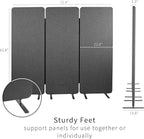 VIVO Freestanding 72 x 66 inch Privacy Panel, Cubicle Divider, Acoustic Wall Partition, x3 24 inch Panels, Dark Gray, PP-3-T072D