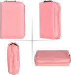 Easyoulife Genuine Leather Credit Card Holder Zipper Wallet With 26 Card Slots