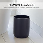 Matte Black Round Compact Trash Can Mini, 2 Gallons / 7.5L Garbage Bin, Tiny Wastebasket for Bathrooms, Office, Under Desk, Bedroom, Laundry Room, Kitchen, Kids Room, and Dorm