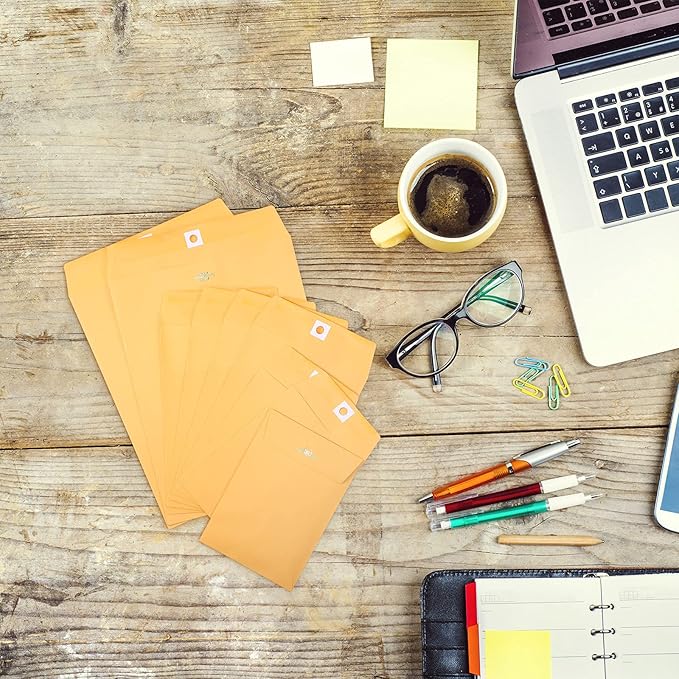 Zonon 100 Pieces 3 Sizes Clasp Envelopes Kraft Paper Catalog Clasp Envelope with Clasp Closure for Filing, Storing, Privacy Ensuring or Mailing Documents (10 x 13 Inch, 9 x 12 Inch, 6 x 9 Inch)