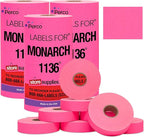 Perco Fuorescent Pink Pricing Labels for Monarch 1136 Price Gun – 3 Sleeves, 24 Rolls Value Pack - 42,000 Price Marking Labels – with Ink Rolls Included