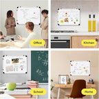 VUSIGN Monthly Dry Erase Calendar Whiteboard for Wall, 16" X 12" Double-Sided Board, Hanging Whiteboard Dry Erase for Office, Desk, Kitchen, Dorm, Silver