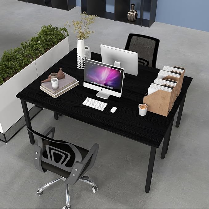 Bonzy Home Conference Tables 9ft Office Computer Desk for Meeting Room Study Writing Printer Podcast Table for 4-8 People Modern Black 2PCS 110.2"x23.6"x29.5"