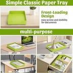 Letter-Size Tray Desk Letter Tray Paper Tray, Sturdy Heavy-Duty Plastic Printer Paper Tray, Single-Tier Stackable File Storage Organizer for Office Home (1, Green)