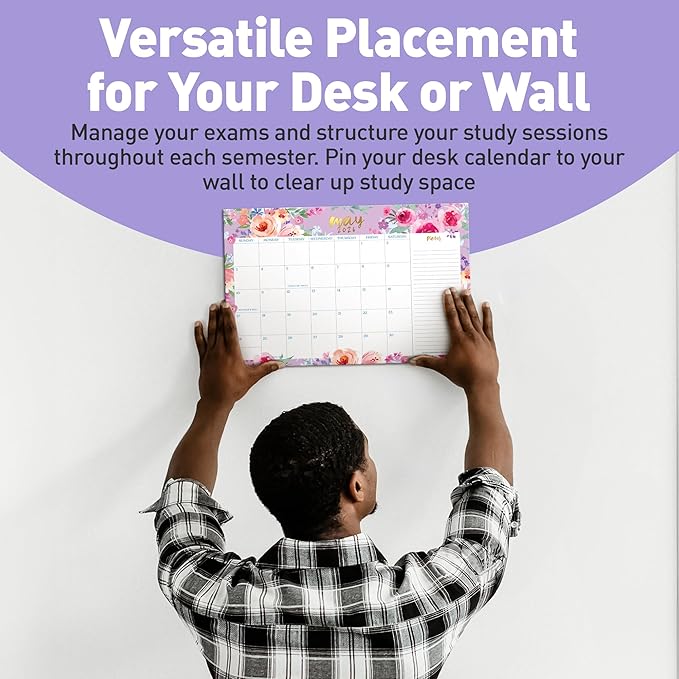 S&O Watercolor Floral Large Desk Calendar from July 2025 to Dec 2026 - Tear-Away Table Calendar 2025-2026 - Desktop Blotter - Academic Desk Planner - Desk Pad Large - 11x17in