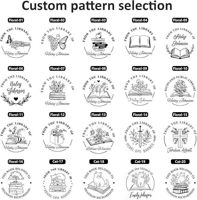 Custom Self-Inking Stamps | Personalized Book Stamp Gift for Book Lovers | 5 Ink Colors (Style14)