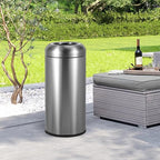 BEAMNOVA 16.5 Gallon Trash Can Open Top Outdoor Indoor Commercial Stainless Steel Industrial Waste Basket Container, Gray Large Garbage Enclosure with Lid