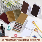 Teling 50 Pieces Spiral Memo Pads Bulk 3 x 5 Inch Small Note Pads Top Bound Lined College Ruled Paper Mini Notepad Pocket Spiral Notebooks for School Office Home Supplies, 75 Sheets (Retro Colors)