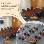 Folding Conference Room Table, Modern Conference Tables with Wheels, Large Rectangular Mobile Training Tables for Office Classroom, Foldable Modular Boardroom Seminar Table (6pack L70.9in)