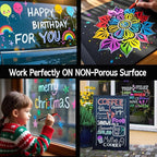 Window Chalk Markers for Cars Glass Washable, 8 Colors Jumbo Liquid Chalk Marker Pens with 7mm 2 in 1 Nib Wide Tips, Big Chalkboard Markers Car Window Paint Pens for Auto, Bistro, Poster,Mirror