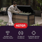 Keter Marvel Plus 71 Gallon Resin Deck Box-Organization and Storage for Patio Furniture Outdoor Cushions, Throw Pillows, Garden Tools and Pool Toys, Dark Grey