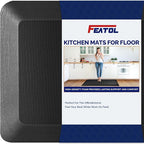 FEATOL 2 Packs Anti Fatigue Mat for Kitchen Floor Thick Cushioned Standing Desk Mat, Ergonomic Kitchen Mats Set of 2, Memory Foam Comfort Floor Mat Padded Foam Rugs, Non-Slip (20" x 39", Black)