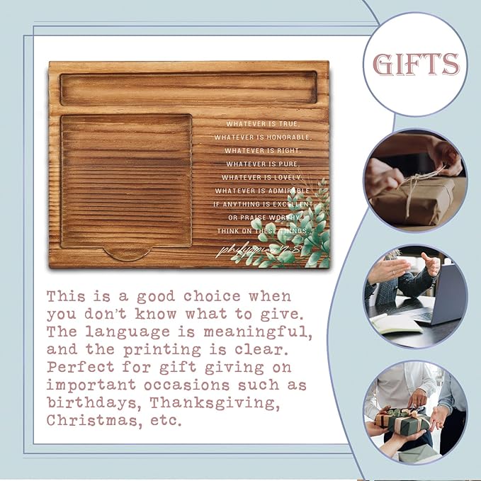 vizuzi Bible Verse Philippians 4 8 Christian Decor Sticky Note Holder Gifts for Women Men Prayer Coworkers Employees Friends Inspirational Positive Scripture Desk Self-Stick Note Pad Holders ZSS51