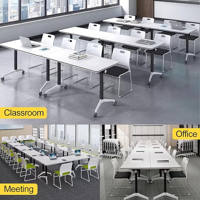 Conference Room Table with Flip-Top Design for Dynamic Meetings, Business Table Computer Desk with Heavy-Duty Frame,Foldable Seminar Meeting Tables for Home Office (2, E, 47.2IN)