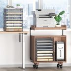 SUBEKYU 9 Tier Paper Organizer for Desk - Gray Metal Mesh Letter Tray File Paper Sorter Organizer Include 6 Pcs Adjustable Height Slid Tray with Handles for Office School Home Organization Storage