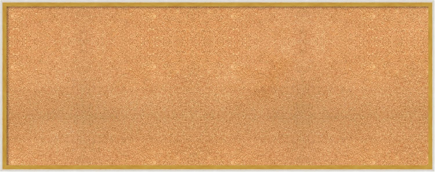Amanti Art Natural Cork Board for Wall, 21x53 Vision Board with White Frame, Oversize Corkboard Office Decor for Home Organization, Modern Corkboard Pinboard to Display Items for Home Organization in
