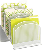 Safco Onyx Mesh 8 -Tier Vertical Desktop Organizer | Steel Mesh Construction | Portable Tabletop Organizer | White Powder Coat Finish | Space Saving Design for Home Office & Classroom