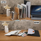 Ctosree Acrylic File Organizer for Desk Vertical 15 Compartments File Sorter Mail Organizer Desktop Countertop Folder Stand Racks for Office Home School Desk(Rectangle,Clear)