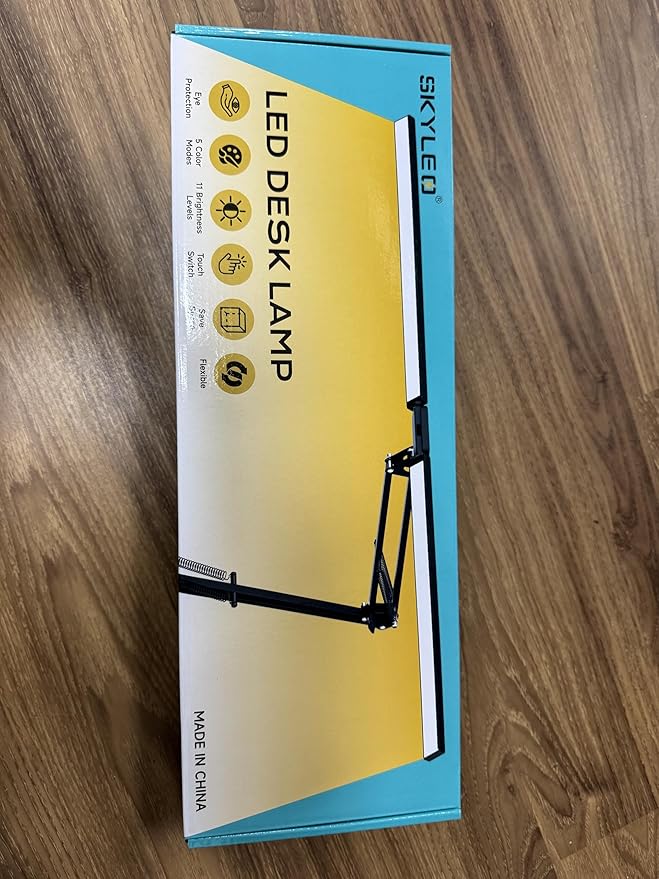 SKYLEO Led Desk Lamp for Home Office - 2400LM Ultra Bright Desk Light -Eye Caring Desk Lamp with Clamp - Adjustable Office Lamp with Remote Control- Easy Installation - 24W White