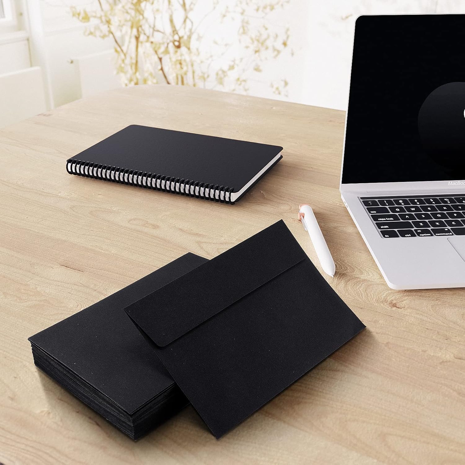 100Qty#10 Black Business envelopes 4.125x9.5In- windowless design 120GSM paper envelopes