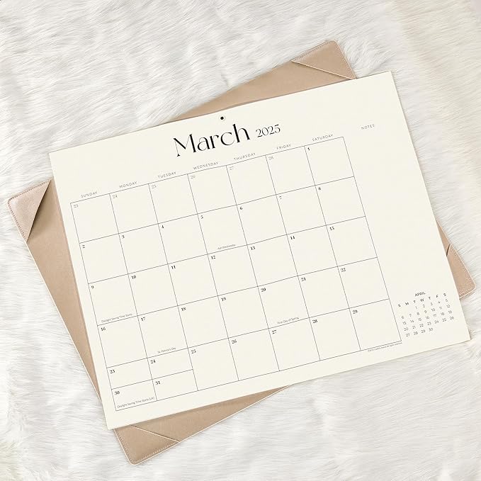 Simplified Desk Calendar 2025-2026 with Desktop Mat, Cabbrix Large Desk Pad Calendar 21" x 16-1/2" Runs From July 2025 to December 2026, Desk Blotter Calendar for Home School and Office (Apricot)