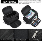 XQXA Extra Large Capacity Pencil Case Organizer, Multifunctional Pencil Pouch with Compartmens, Travel Simple Stationery Bag, Nylon Pencil Bag for Adults (Black Quilted)