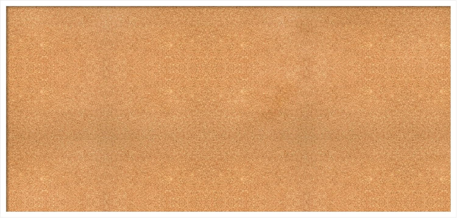 Amanti Art Natural Cork Board for Wall, 29x61 Vision Board with White Frame, Oversize Corkboard Office Decor for Home Organization, Modern Corkboard Pinboard to Display Items for Home Organization in