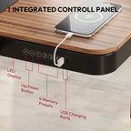 Standing Desk with Drawer, Electric Height Adjustable Home Office Desk with Storage & USB Ports, 48 inch Black Walnut Wood Tabletop/Black Frame