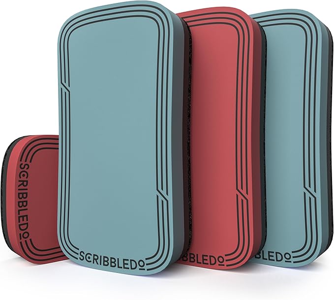 SCRIBBLEDO Boho Dry Erase Erasers 4 Pack Magnetic Whiteboard Erasers in Soft Modern Colors White Board Eraser Dry Erase Board Cleaner for Teachers Students Office & Classroom