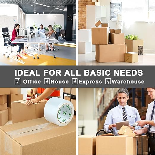 BOMEI PACK 3 inch Wide Heavy Duty Packing Tape, 2.4 Mil 3.0 Inch x 60 Yards, 3 Refills Rolls Clear Box Tape for Moving, Shipping, Mailing and Packaging