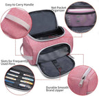 XQXA Extra Large Capacity Pencil Case Organizer, Multifunctional Pencil Pouch with Compartmens, Travel Simple Stationery Bag, Nylon Pencil Bag for Adults (Pink)