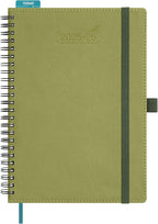 BEZEND Planner 2025-2026 Weekly and Monthly, 5.8" x 8.5" Academic Calendar (Jul 25-Dec 26) Vertical Daily Appointment with Hourly Timeslot & Monthly Tab, Spiral, PU Leather Softcover - Kiwi