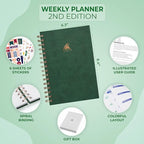 Clever Fox Planner 2nd Edition Spiral – Colorful Weekly & Monthly Goal Planner, Time Management & Productivity Organizer, Undated (Forest Green)