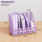 Marbrasse Desk File Organizer with 5 Vertical Compartments Mesh Magazine File Holder for Office, Home, School