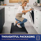 FEATOL Anti Fatigue Mat for Kitchen Floor – 9/10 Extra Thick Cushioned Standing Desk Mat Memory Foam, Ergonomic Floor Padded Comfort at Home, Kitchen, Office, Garage – NOT PVC (20" x 39", Black)