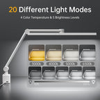 deeloop 2-Arms Swing Long LED Desk Lamp with Clamp, CRI 95+ Eye-Caring Light, USB Charging Output, 2-Hour Timer, Dimmable Desk Light with Memory, Architect Desk Lamps for Home Office Reading &Monitor