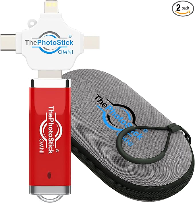 ThePhotoStick® Omni 512GB + Protective Case | Secure Photo & Video Backup and Transfer | Digital File Organization | USB & Multiport Connection for Phones, Tablets and Computers | Water Resistant Case