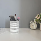 Metal Mesh Pen Pencil Cup Holder Stand Office Desk Organizer Stationery Caddy Makeup Brush Holder, White (Large)