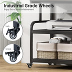 32.3" x 18.9" Extra Large Printer Stand Table with Adjustable Storage Shelf, 3 Tier Rolling Printer Cart with Industrial Wheels for Home Office, Black