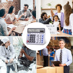 Comix Desktop Calculator Solar Battery Dual Power with 12-Digit Large LCD Display and Large Computer Keys Standard Function Calculator for Home Office School, White(2 Pack)