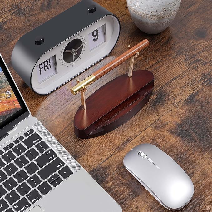 Pen Holder Desk Organizers and Accessories Desk Decor ，Exquisite Wooden Pen Holder ，with a Cool Pen and Two Refills for Office and Home (Style B)