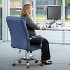 Modern Office Desk Chair, Conference Room Chairs, High Back Ergonomic Home ofiice Chair, Adjustable Height Swivel Executive Computer Chair with Padded Seat and Armrest (Blue)