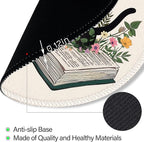 Book Black Cat Floral Flowers Mouse Pad, Small Round Mousepads for Desk, Mini Travel Mouse Mat for Wireless Computer Laptop, Work Office Desk Accessories, 8.6 x 8.6 inch