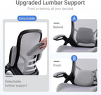 HYLONE 400lbs Heavy Duty Office Chair, 5" Thickened Seat Ergonomic Desk Chair with Adjustable Armrests, Home Office Computer Chairs for Long Hours Mesh Executive Chair(Dark Grey)